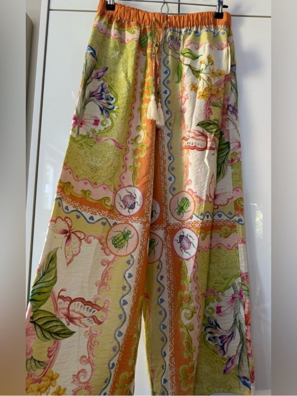 NWT Size XXS (waist 13.5") - Anthro Sheer Printed Pants w pockets Beach Vibe